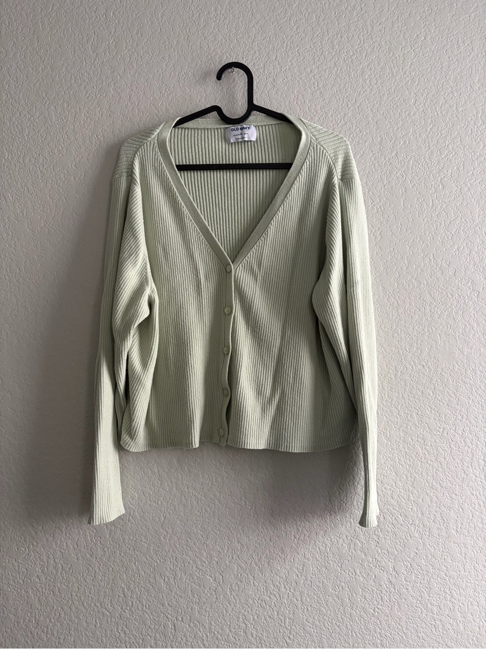 Old Navy Pale Mint Ribbed V-Neck Button Cardigan